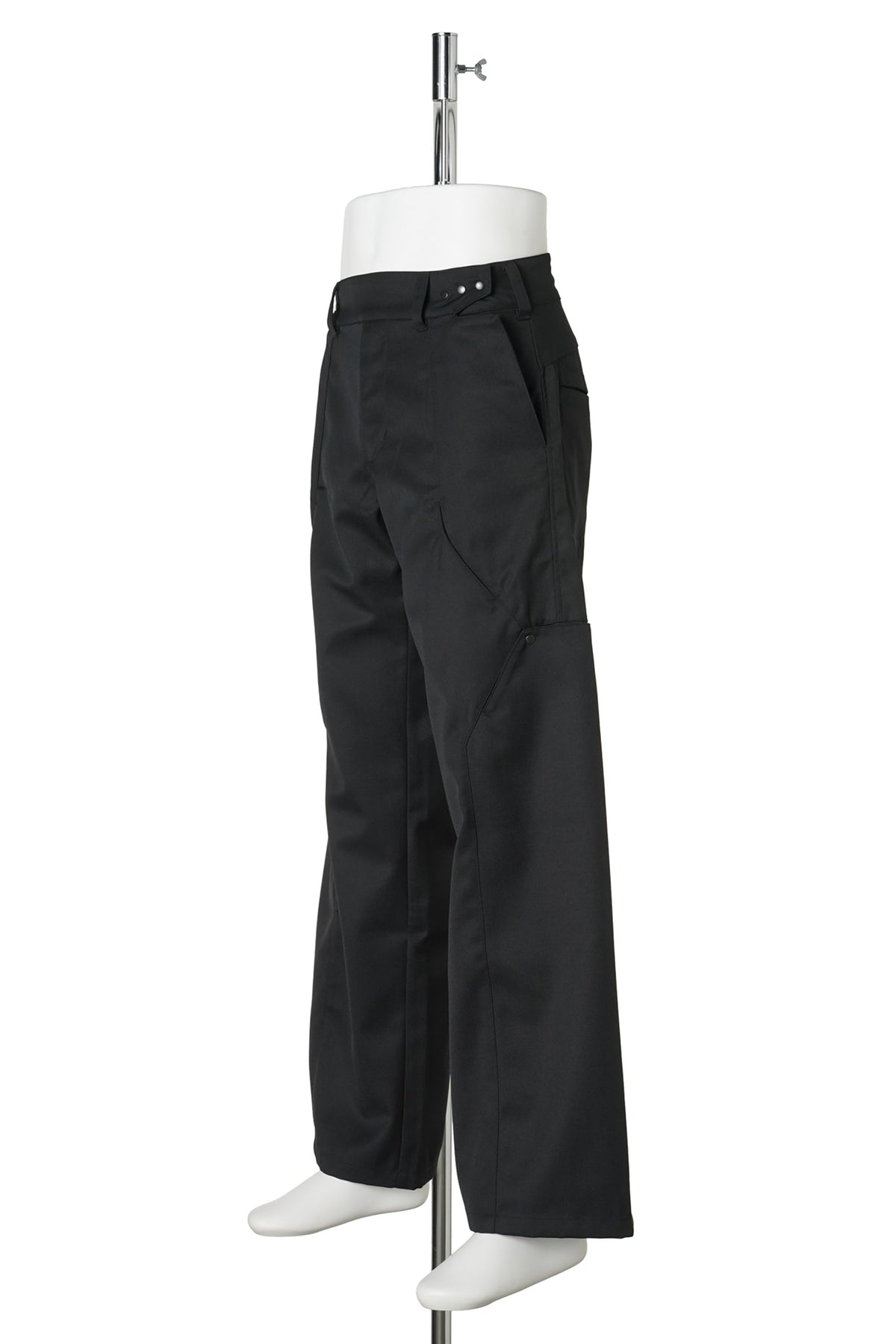 8 POCKET PANEL WIDE WOOL POLY TROUSERS / BLACK