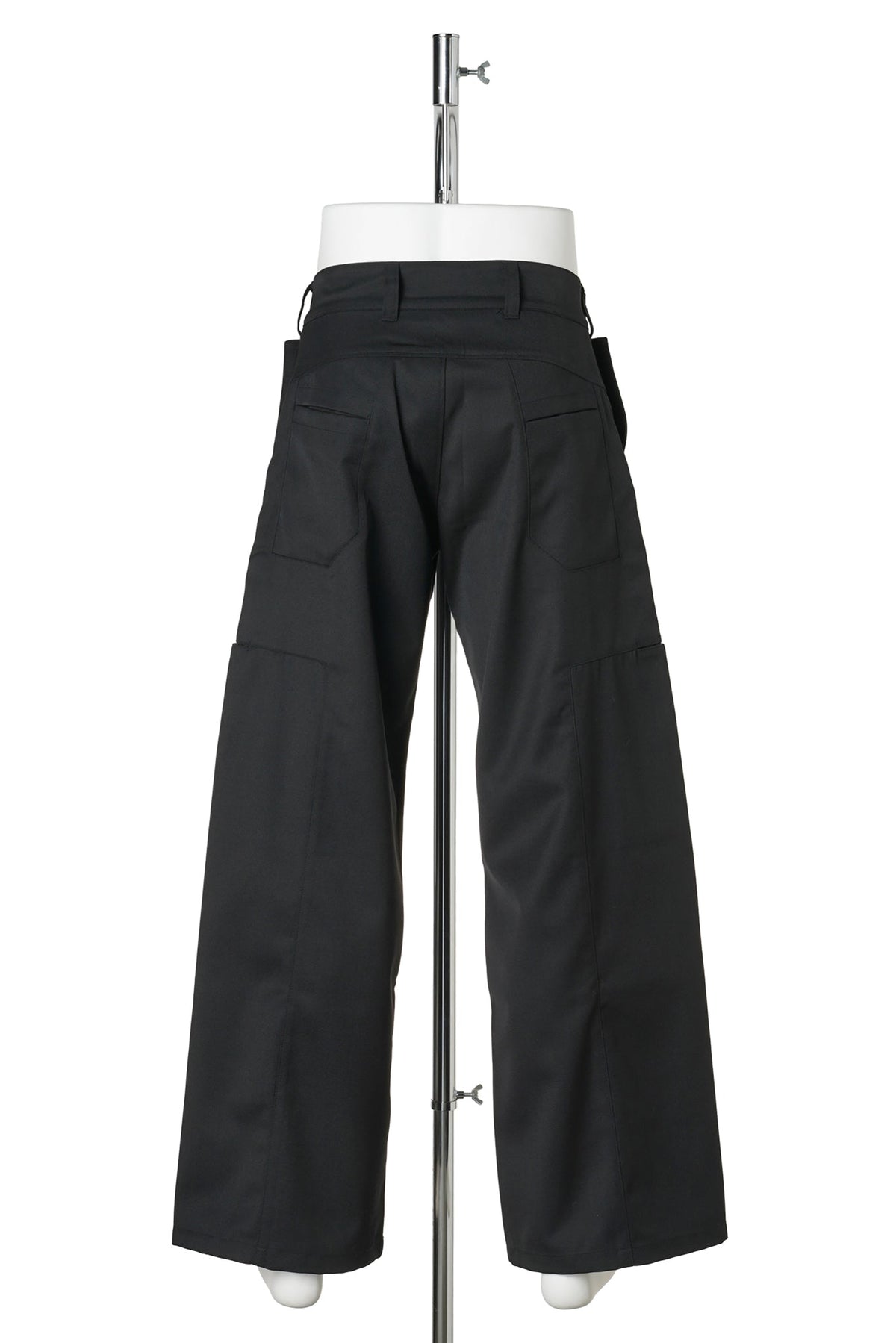 8 POCKET PANEL WIDE WOOL POLY TROUSERS / BLACK
