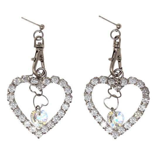 HEART EARRINGS WITH SWAROVSKI CRYSTAL / SILVER