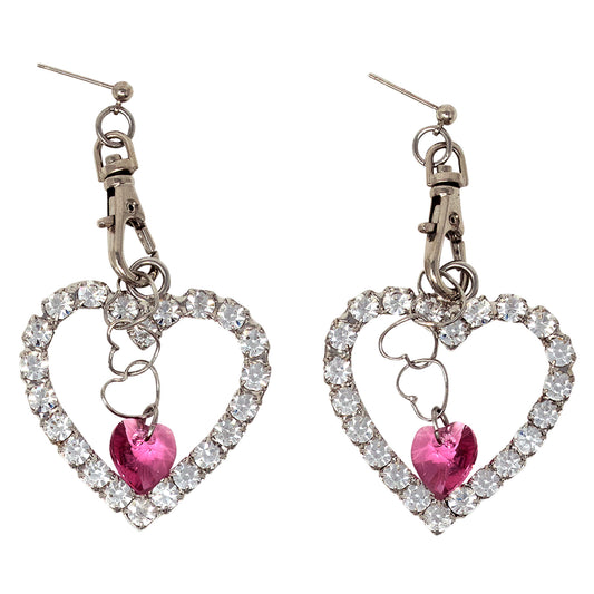 HEART EARRINGS WITH SWAROVSKI CRYSTAL / SILVER