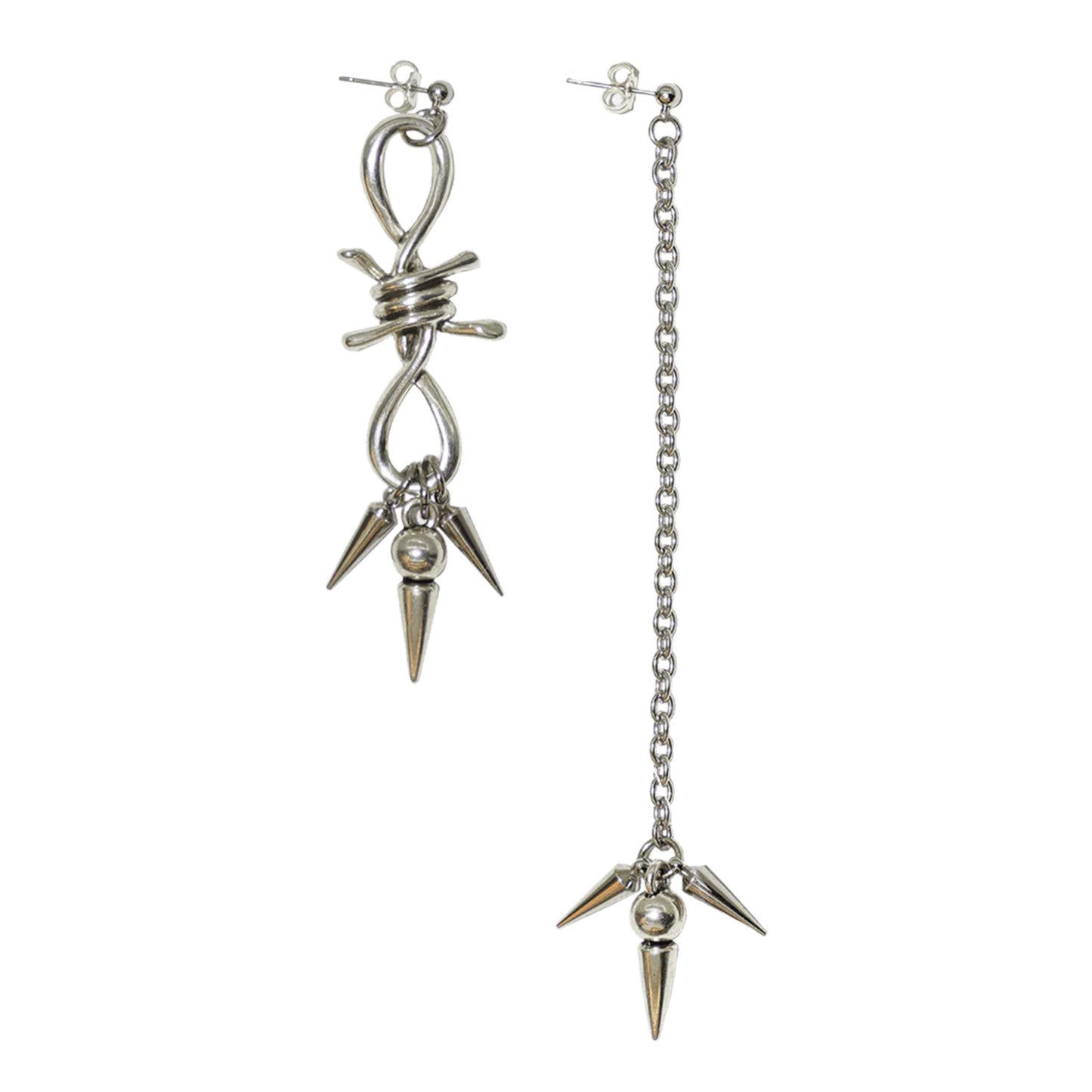 TRIPLE SPIKE EARRINGS / SILVER