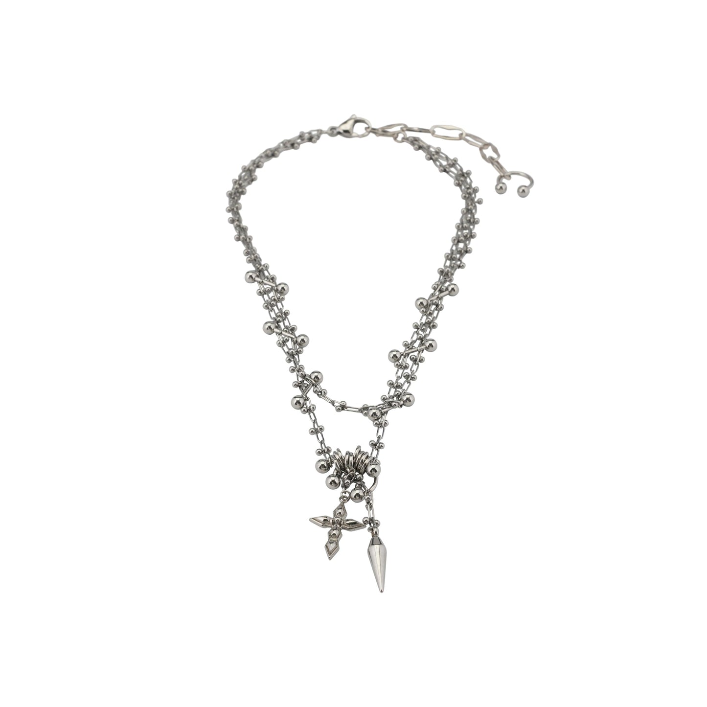 PIERCED SPIKE NECKLACE / SILVER