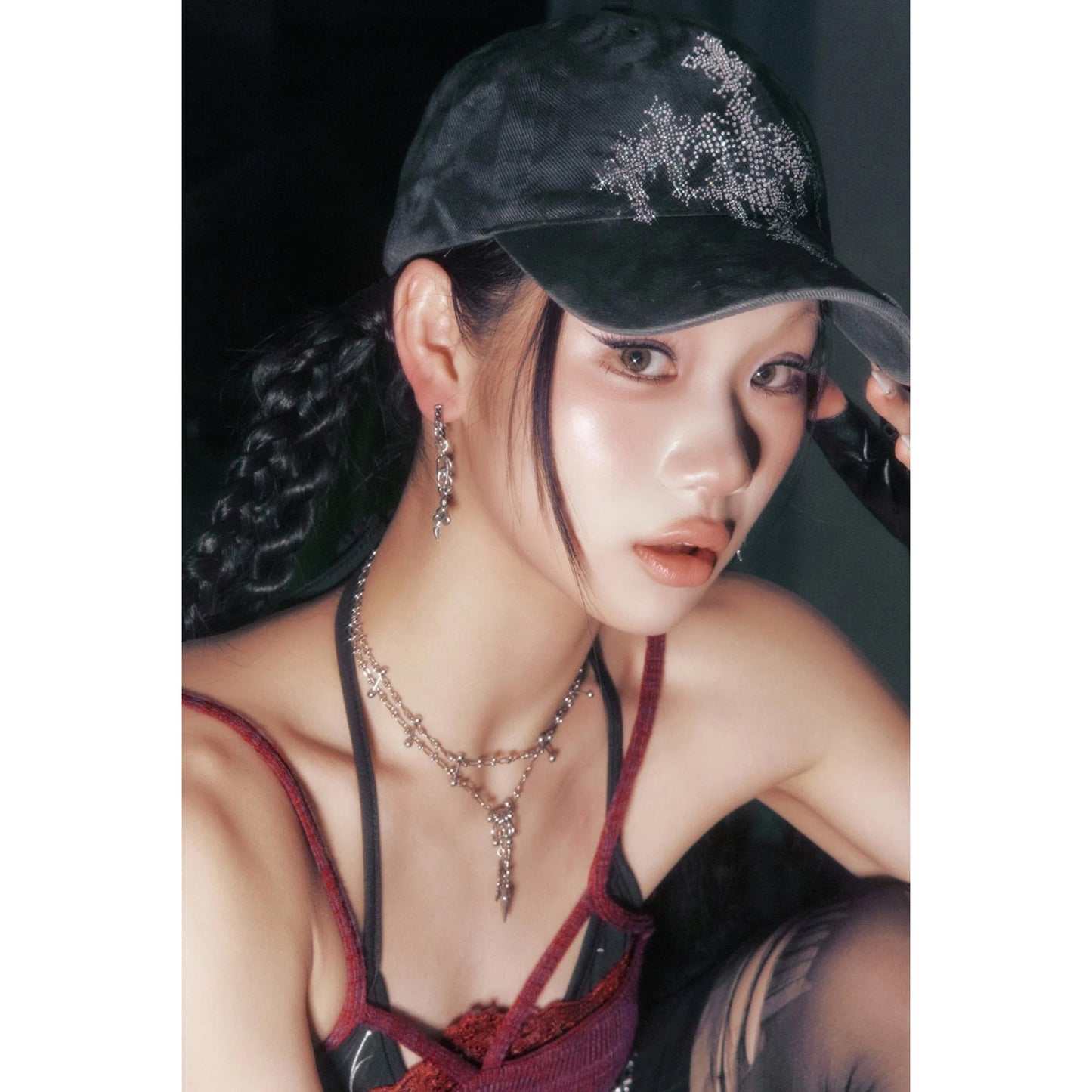 PIERCED SPIKE NECKLACE / SILVER