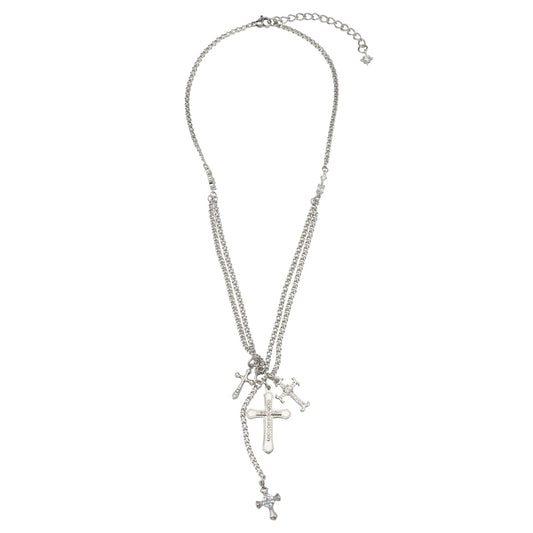 ECHO CROSS NECKLACE / SILVER
