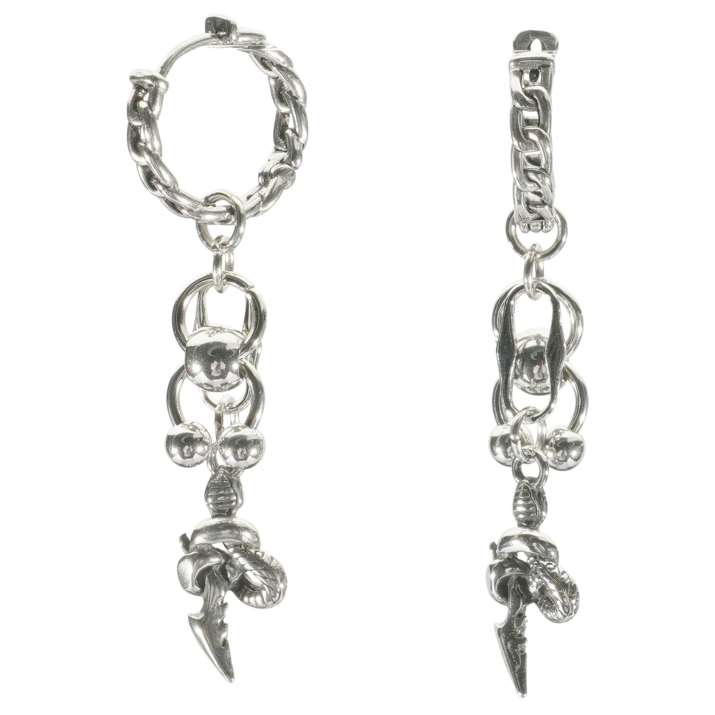 SNAKE HOOP EARRINGS / SILVER