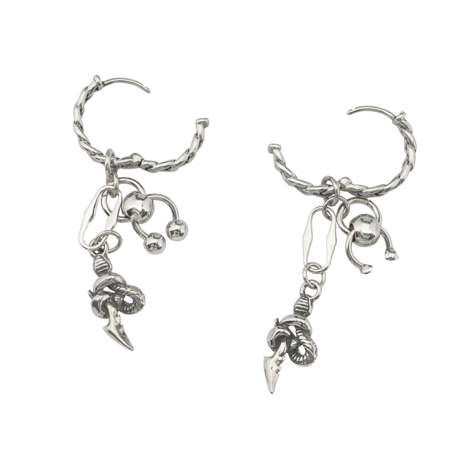 SNAKE HOOP EARRINGS / SILVER