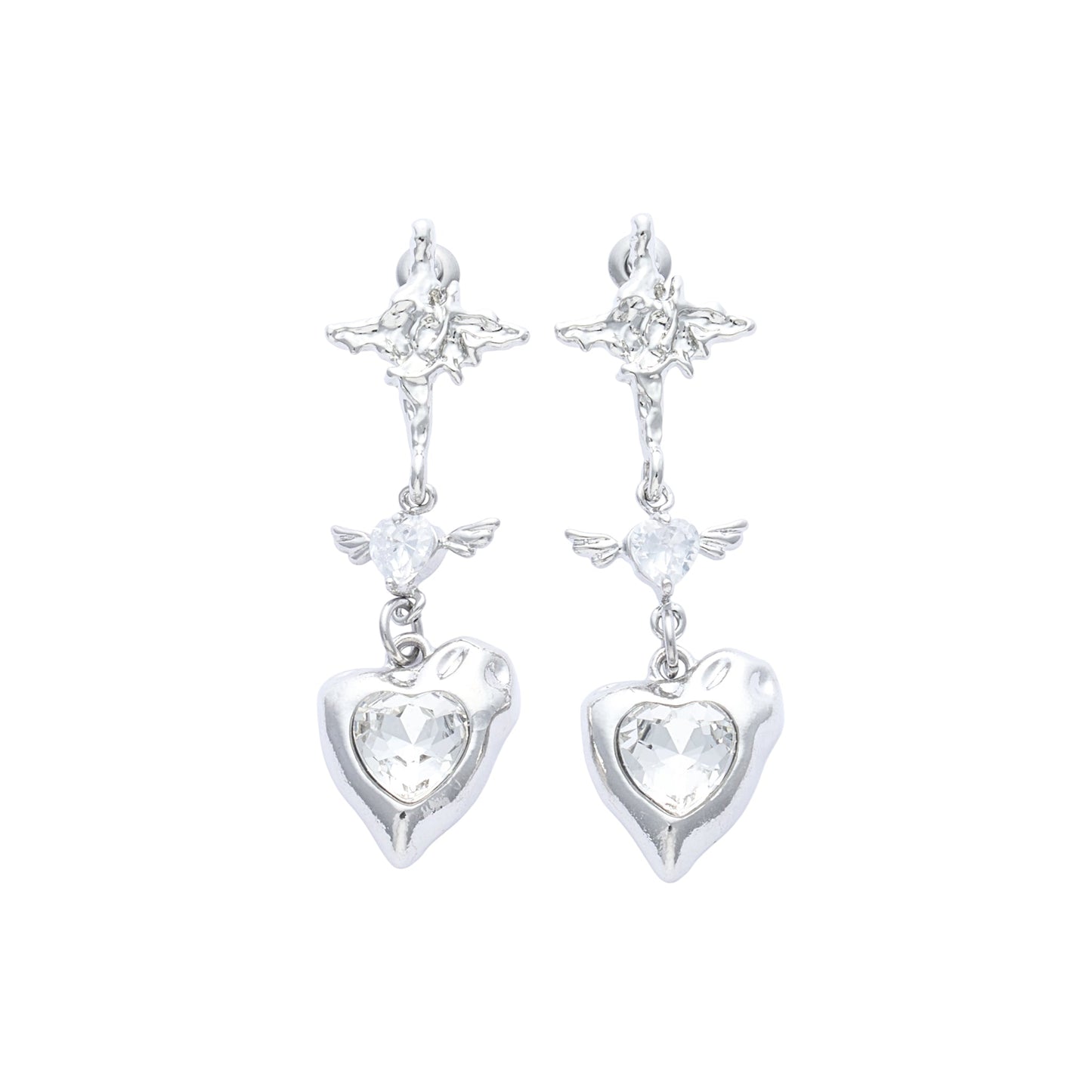 WING HEART DROP EARRINGS