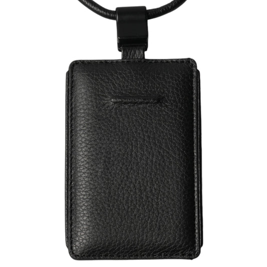 iPhone ACCESSORIES-LEATHER SLIM CARD HOLDER WITH DETACHABLE STRAP / BLACK