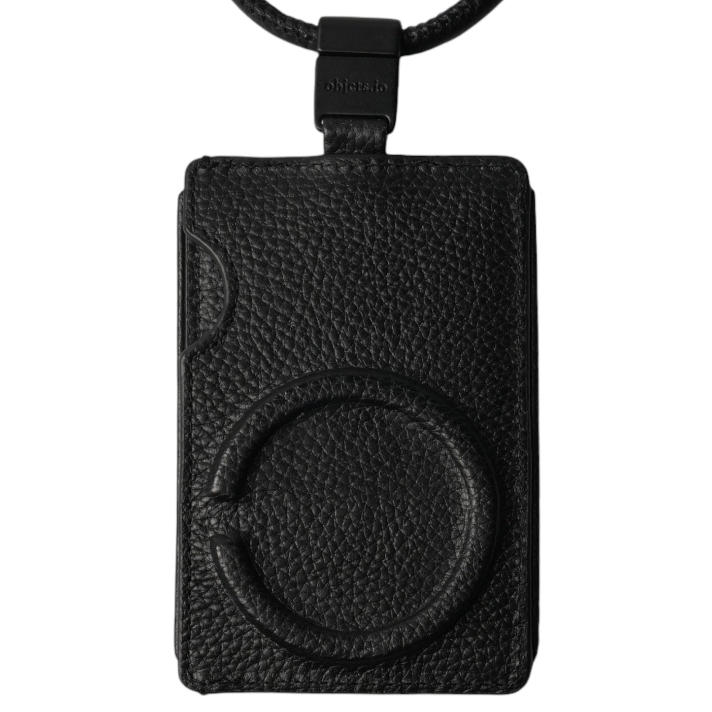 iPhone ACCESSORIES-LEATHER SLIM CARD HOLDER WITH DETACHABLE STRAP / BLACK