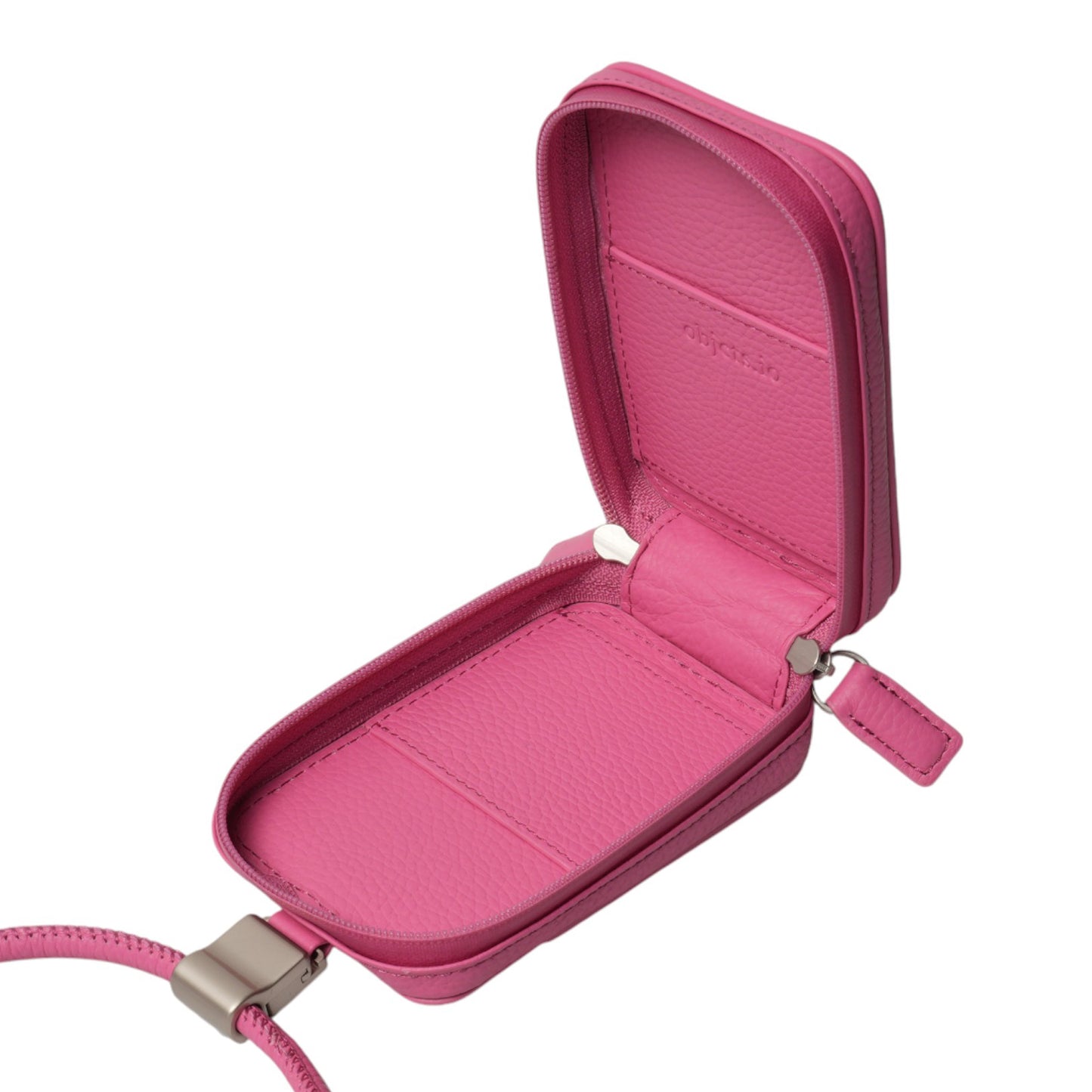 iPhone ACCESSORIES-LEATHER MICRO BAG WITH DETACHABLE STRAP / SHOCKING PINK