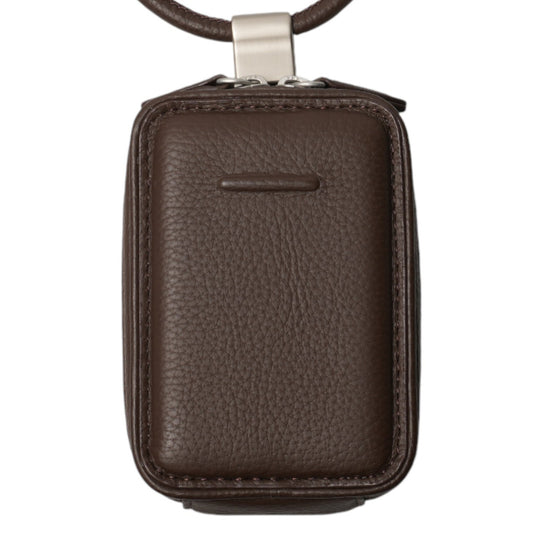 iPhone ACCESSORIES-LEATHER MICRO BAG WITH DETACHABLE STRAP / DARK BROWN