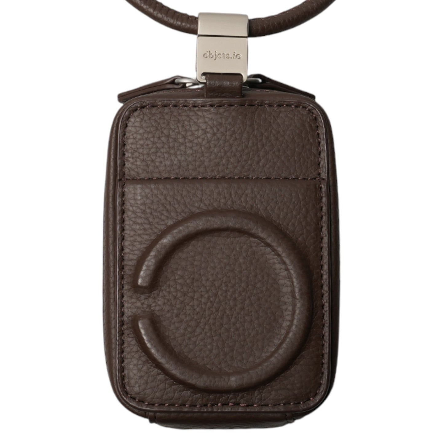 iPhone ACCESSORIES-LEATHER MICRO BAG WITH DETACHABLE STRAP / DARK BROWN