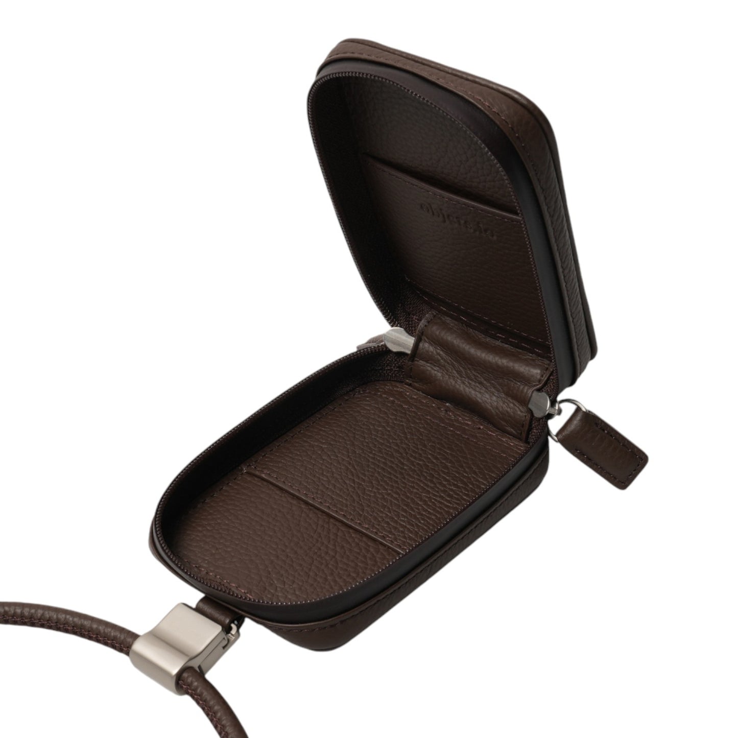 iPhone ACCESSORIES-LEATHER MICRO BAG WITH DETACHABLE STRAP / DARK BROWN