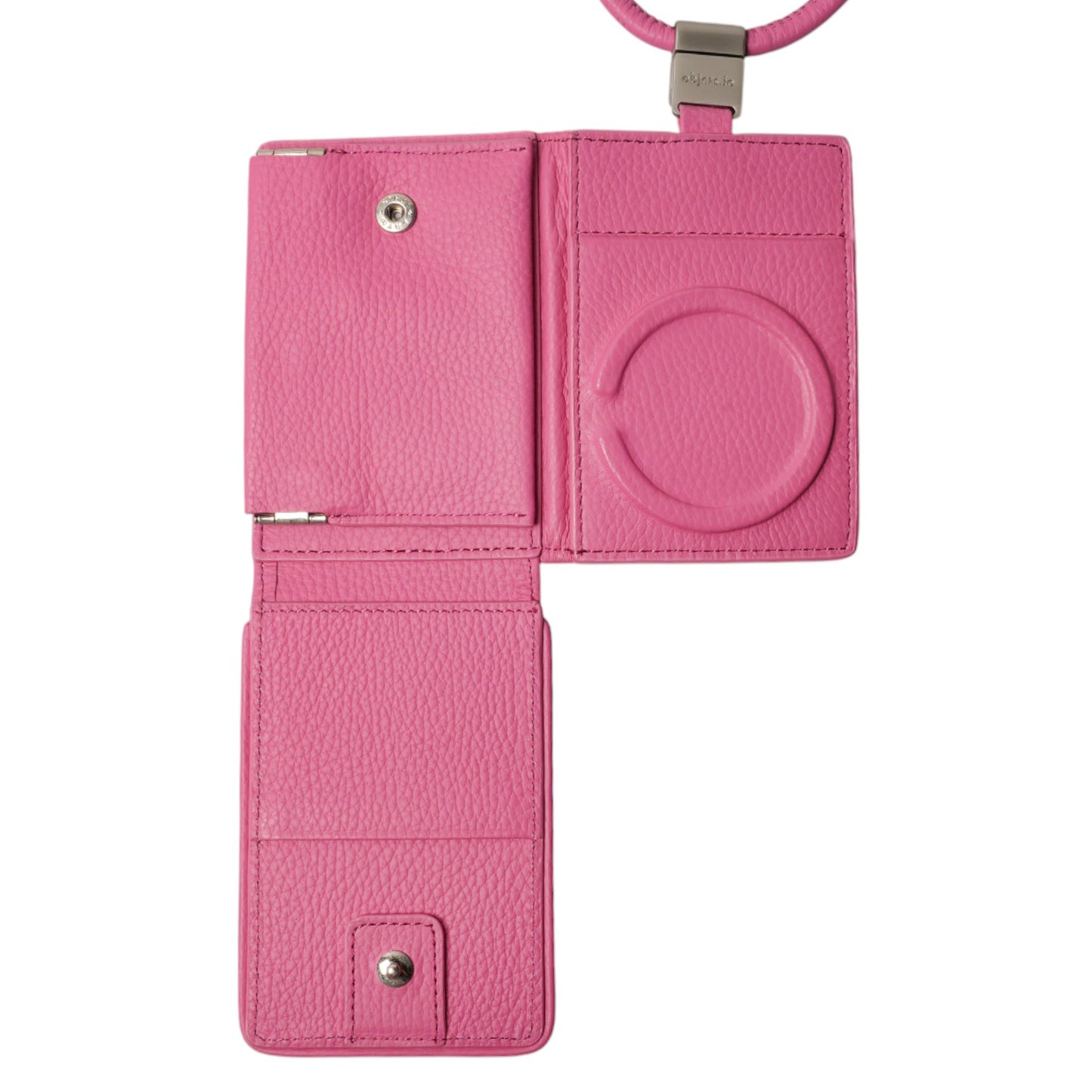 iPhone ACCESSORIES-LEATHER WALLET WITH DETACHABLE STRAP / SHOCKING PINK