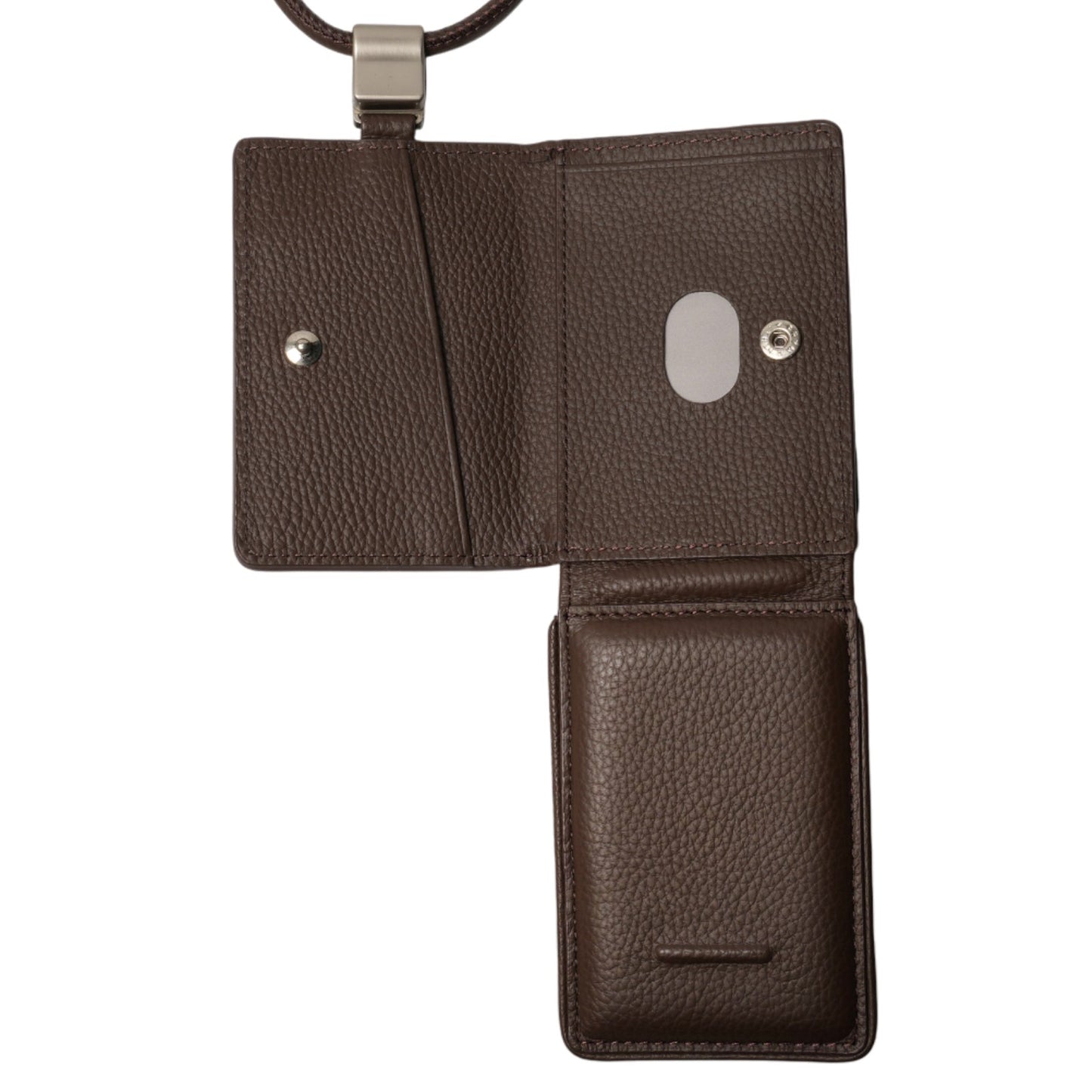 iPhone ACCESSORIES-LEATHER WALLET WITH DETACHABLE STRAP / DARK BROWN