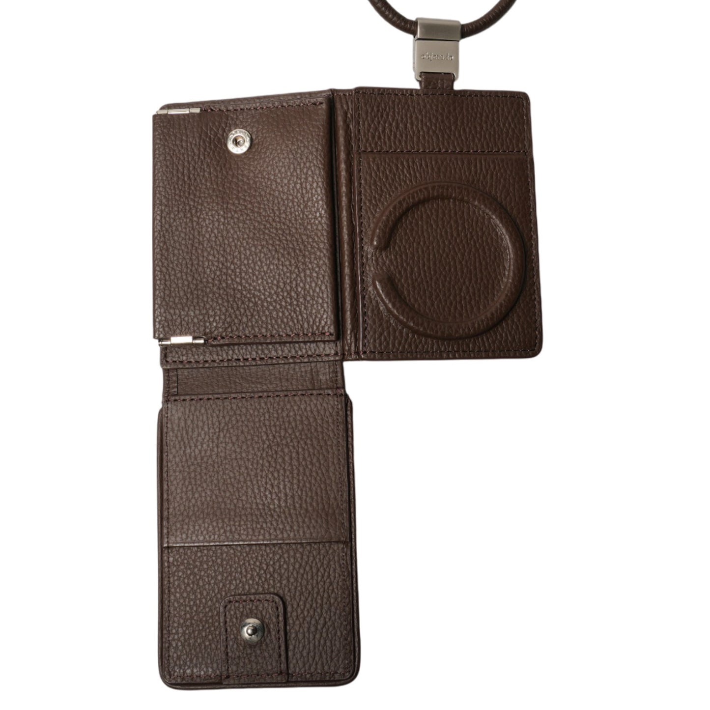 iPhone ACCESSORIES-LEATHER WALLET WITH DETACHABLE STRAP / DARK BROWN