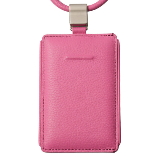iPhone ACCESSORIES-LEATHER SLIM CARD HOLDER WITH DETACHABLE STRAP / SHOCKING PINK