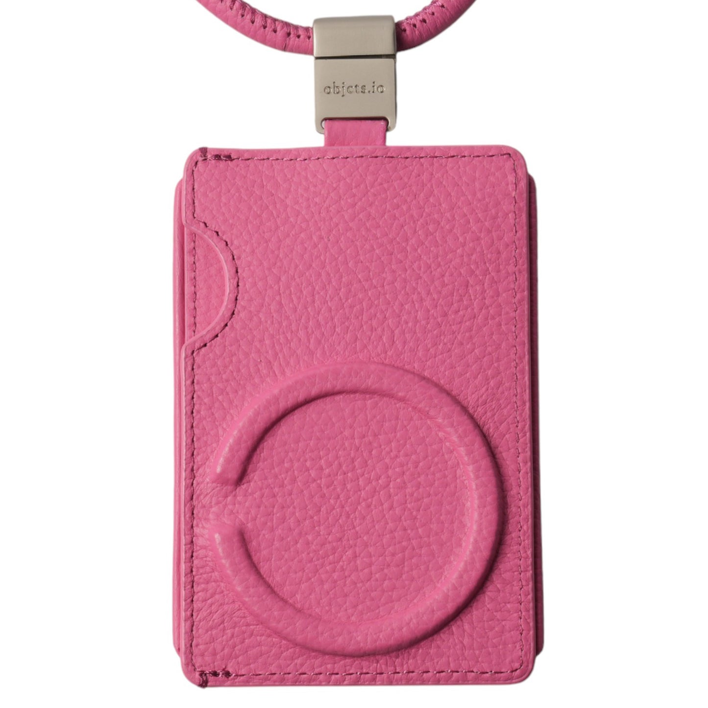 iPhone ACCESSORIES-LEATHER SLIM CARD HOLDER WITH DETACHABLE STRAP / SHOCKING PINK