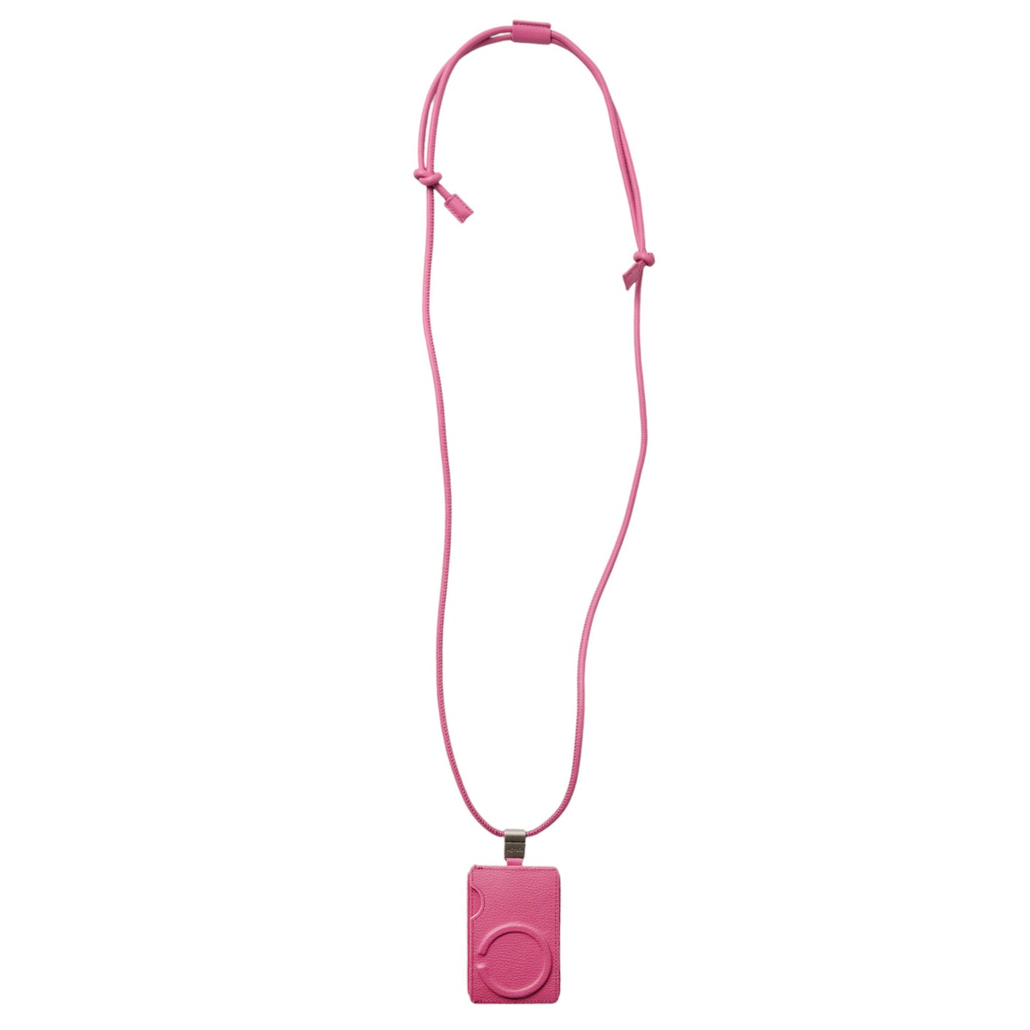 iPhone ACCESSORIES-LEATHER SLIM CARD HOLDER WITH DETACHABLE STRAP / SHOCKING PINK