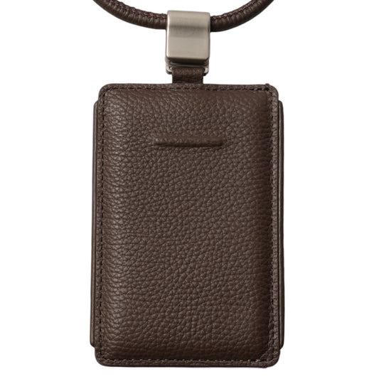 iPhone ACCESSORIES-LEATHER SLIM CARD HOLDER WITH DETACHABLE STRAP / DARK BROWN