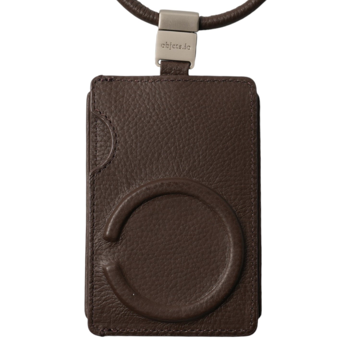 iPhone ACCESSORIES-LEATHER SLIM CARD HOLDER WITH DETACHABLE STRAP / DARK BROWN