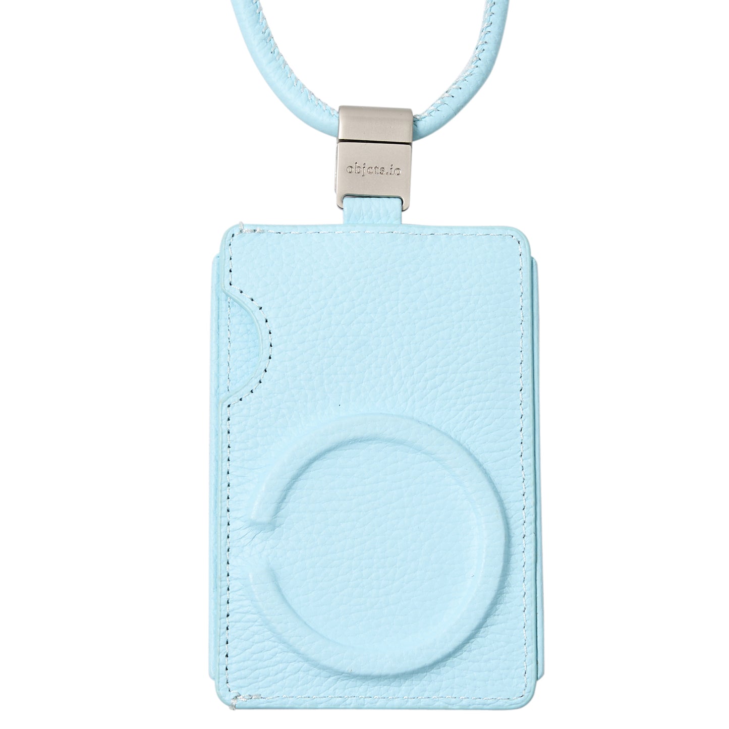 iPhone ACCESSORIES-LEATHER SLIM CARD HOLDER WITH DETACHABLE STRAP / LIGHT BLUE