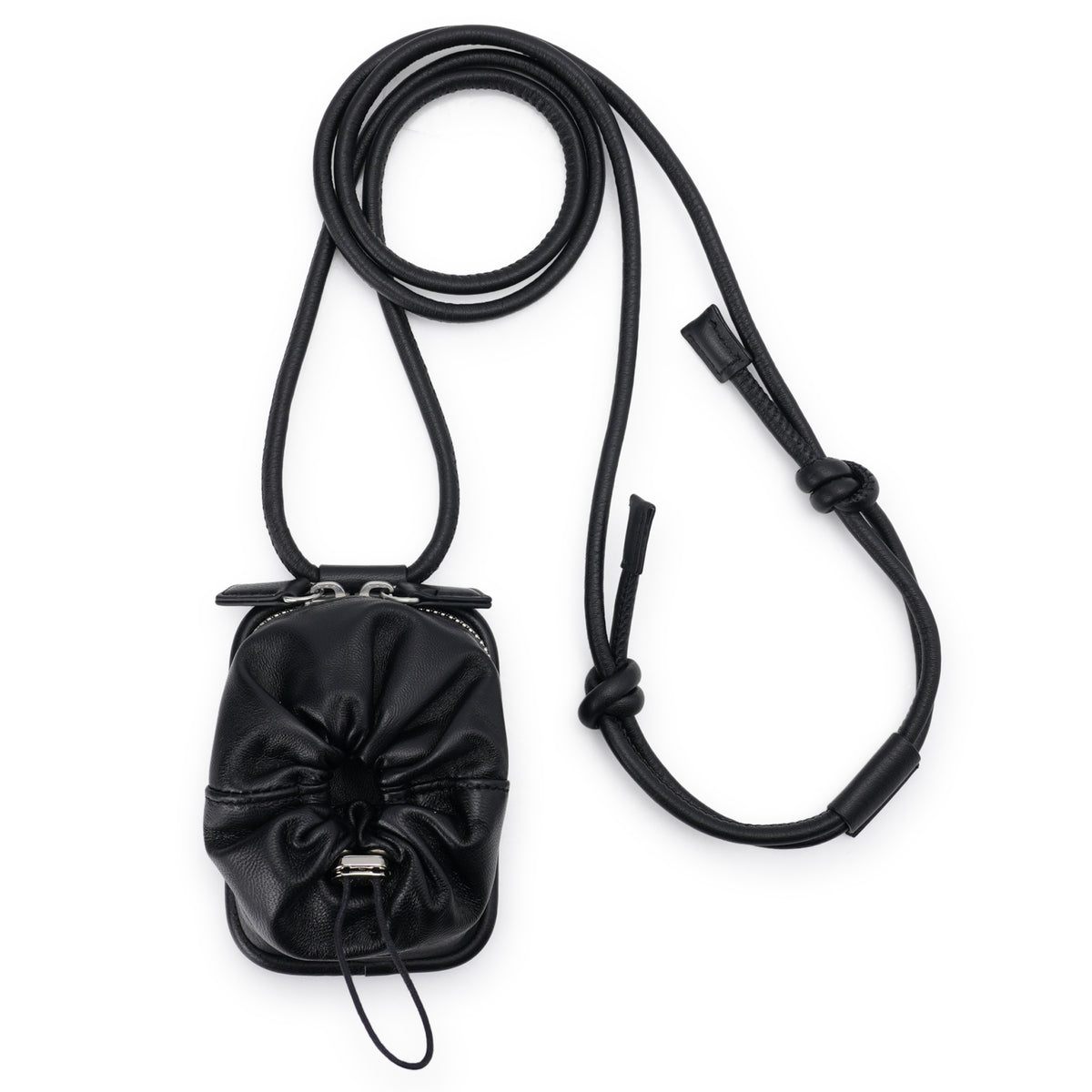 iPhone ACCESSORY - LEATHER POUCH WITH STRAP / BLACK