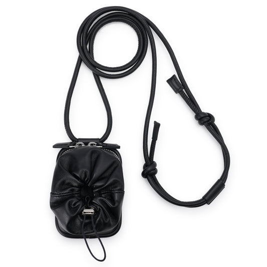 iPhone ACCESSORY - LEATHER POUCH WITH STRAP / BLACK