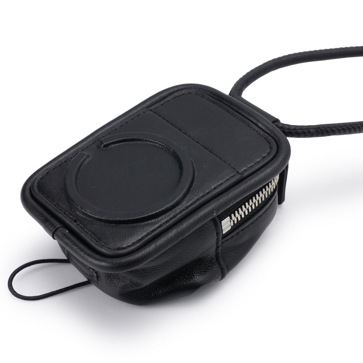 iPhone ACCESSORY - LEATHER POUCH WITH STRAP / BLACK
