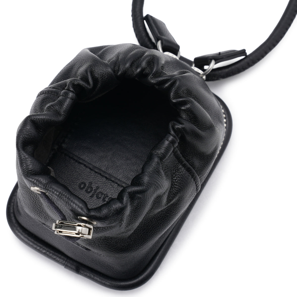 iPhone ACCESSORY - LEATHER POUCH WITH STRAP / BLACK