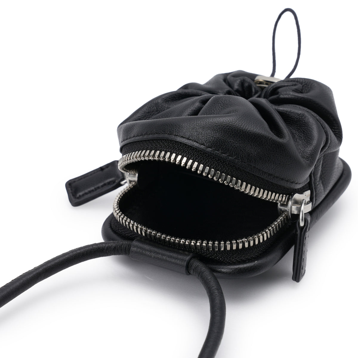 iPhone ACCESSORY - LEATHER POUCH WITH STRAP / BLACK