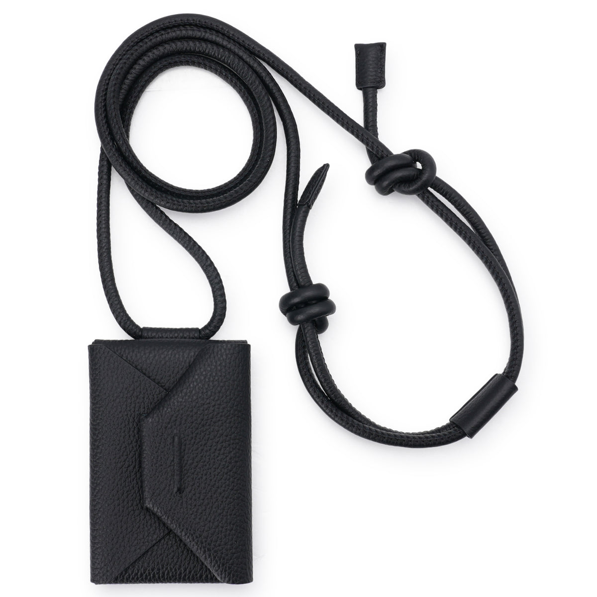iPhone ACCESSORY - LEATHER ENVELOPE WALLET WITH STRAP / BLACK
