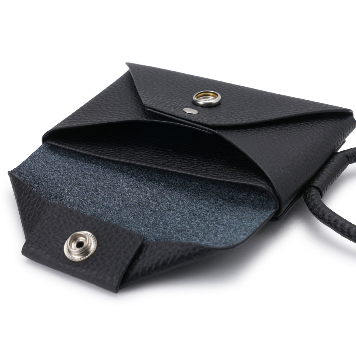 iPhone ACCESSORY - LEATHER ENVELOPE WALLET WITH STRAP / BLACK
