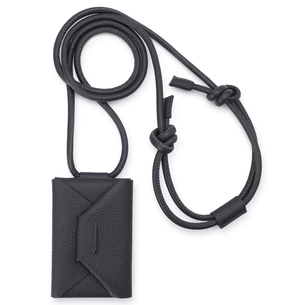 iPhone ACCESSORY - LEATHER ENVELOPE WALLET WITH STRAP / CHARCOAL