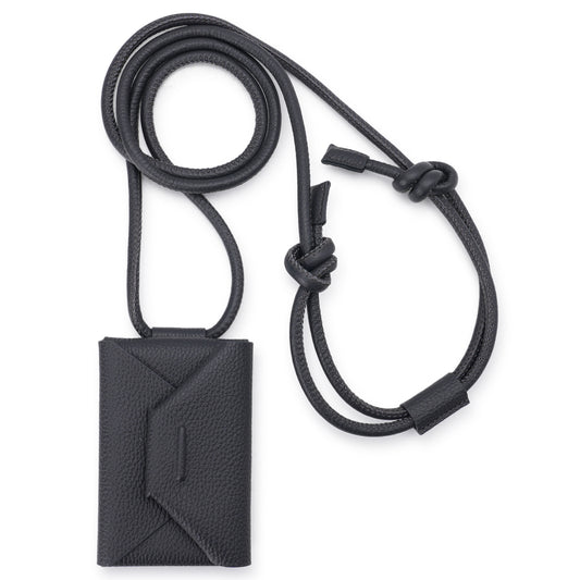 iPhone ACCESSORY - LEATHER ENVELOPE WALLET WITH STRAP / CHARCOAL
