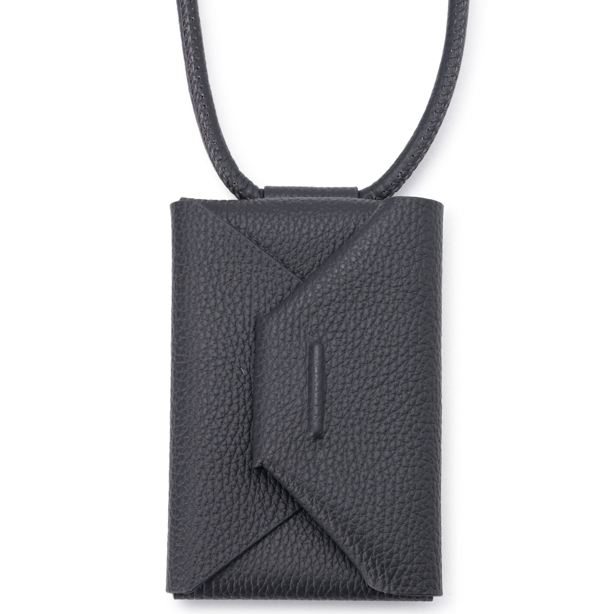 iPhone ACCESSORY - LEATHER ENVELOPE WALLET WITH STRAP / CHARCOAL