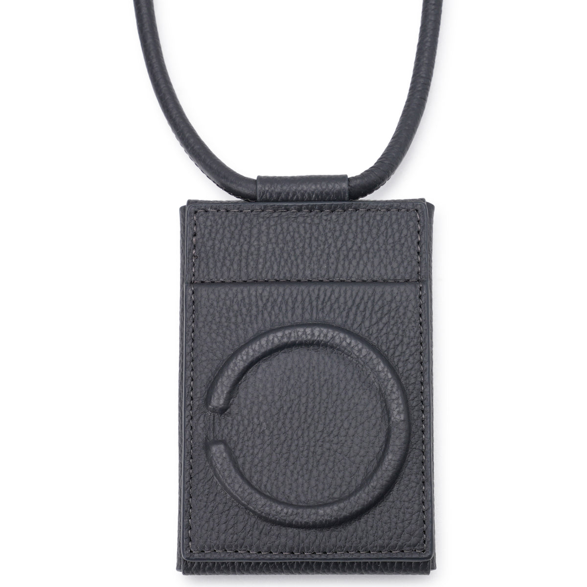 iPhone ACCESSORY - LEATHER ENVELOPE WALLET WITH STRAP / CHARCOAL