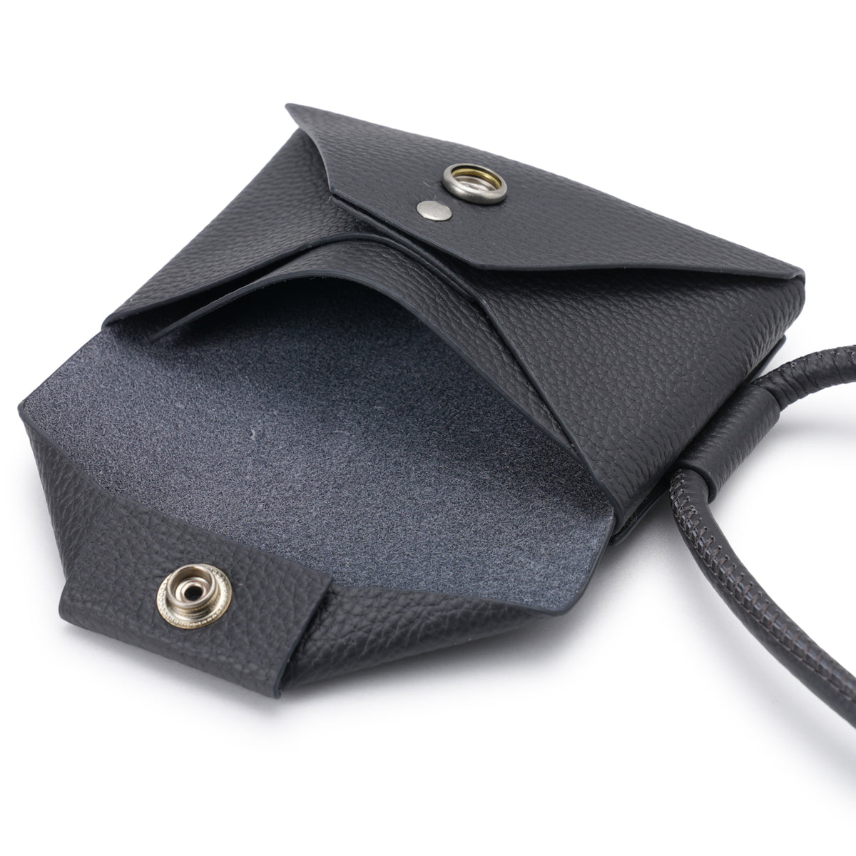 iPhone ACCESSORY - LEATHER ENVELOPE WALLET WITH STRAP / CHARCOAL