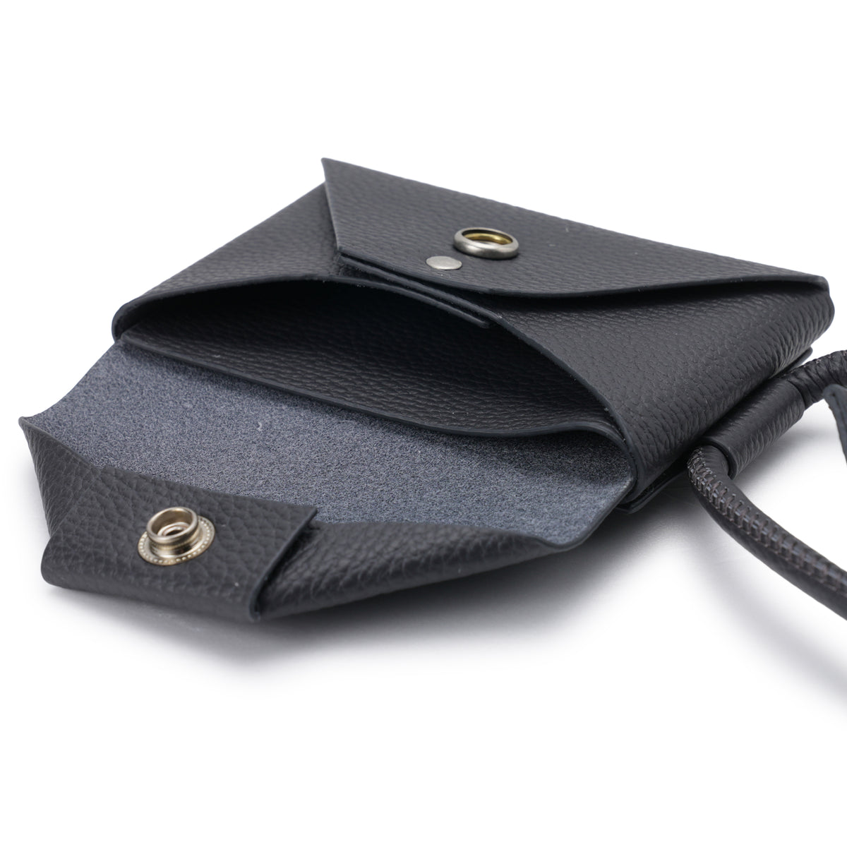 iPhone ACCESSORY - LEATHER ENVELOPE WALLET WITH STRAP / CHARCOAL