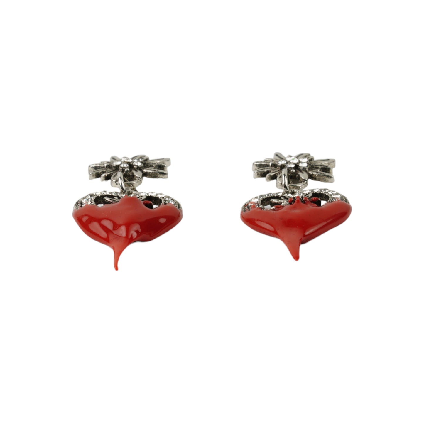 DIPPED FLOWER HEART EARRING / RED