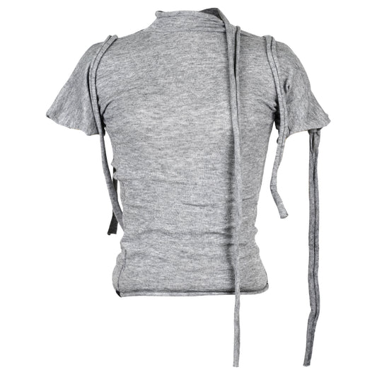 STRAP KNIT T-SHIRT / GREY