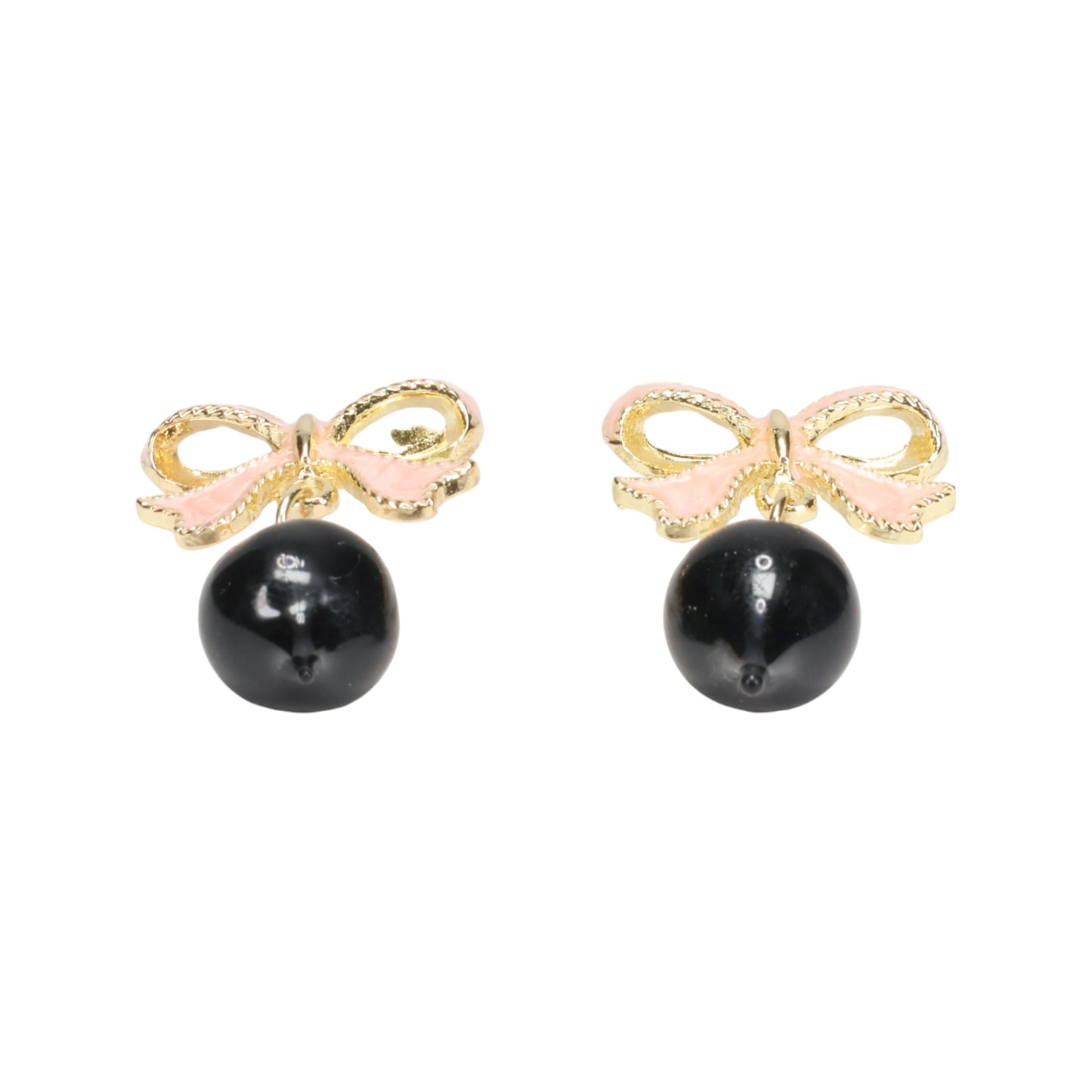 BOW PEARL EARRING / GOLD-BLACK