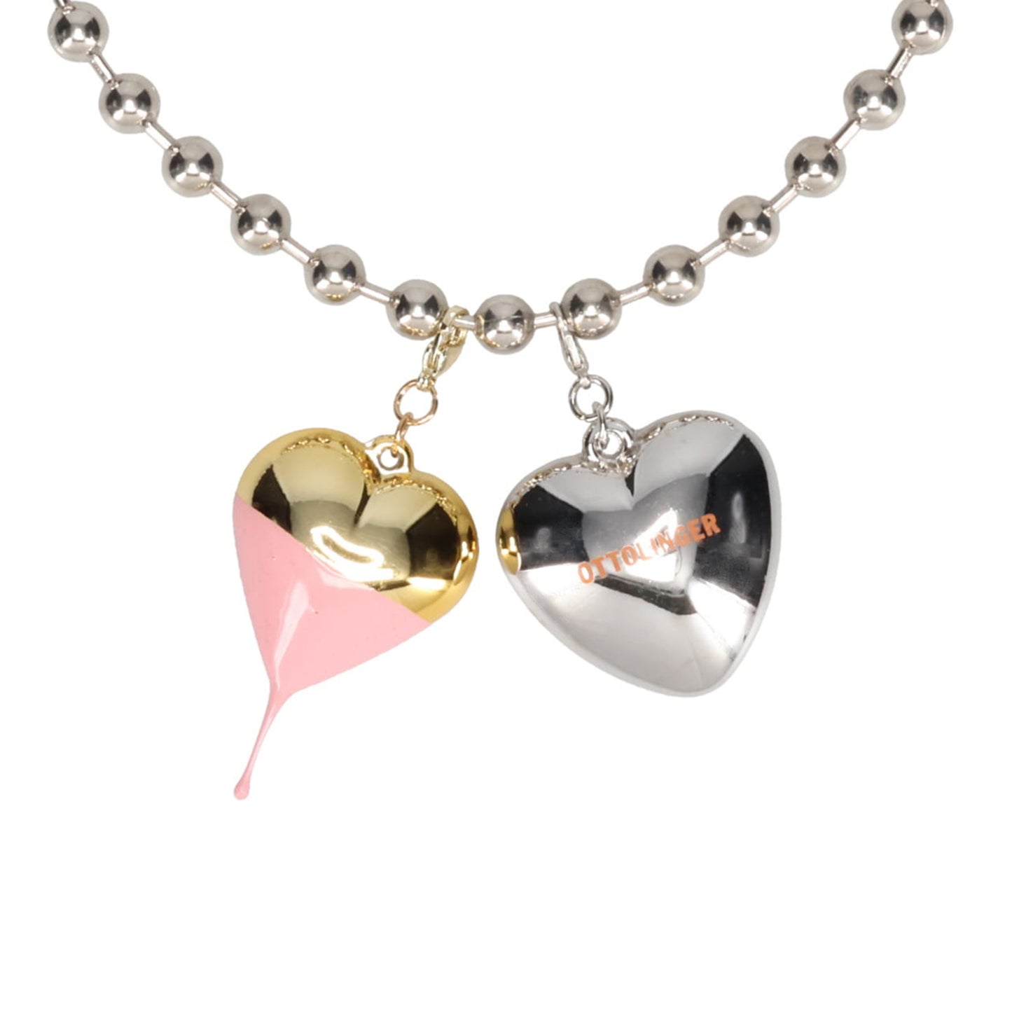 OTTO HEART NECKLACE / SILVER-PINK