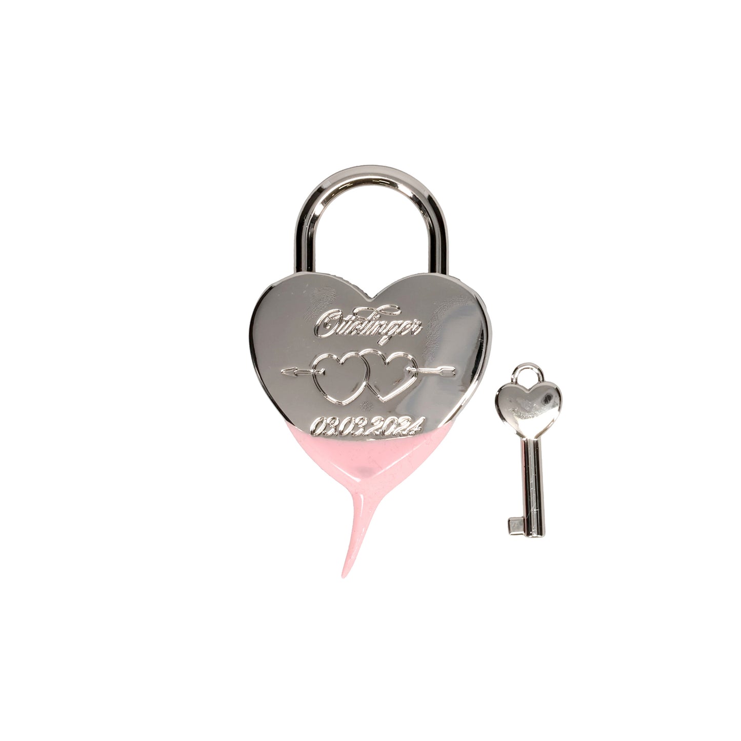 OTTO HEART LOCK KEYCHAIN / SILVER-PINK