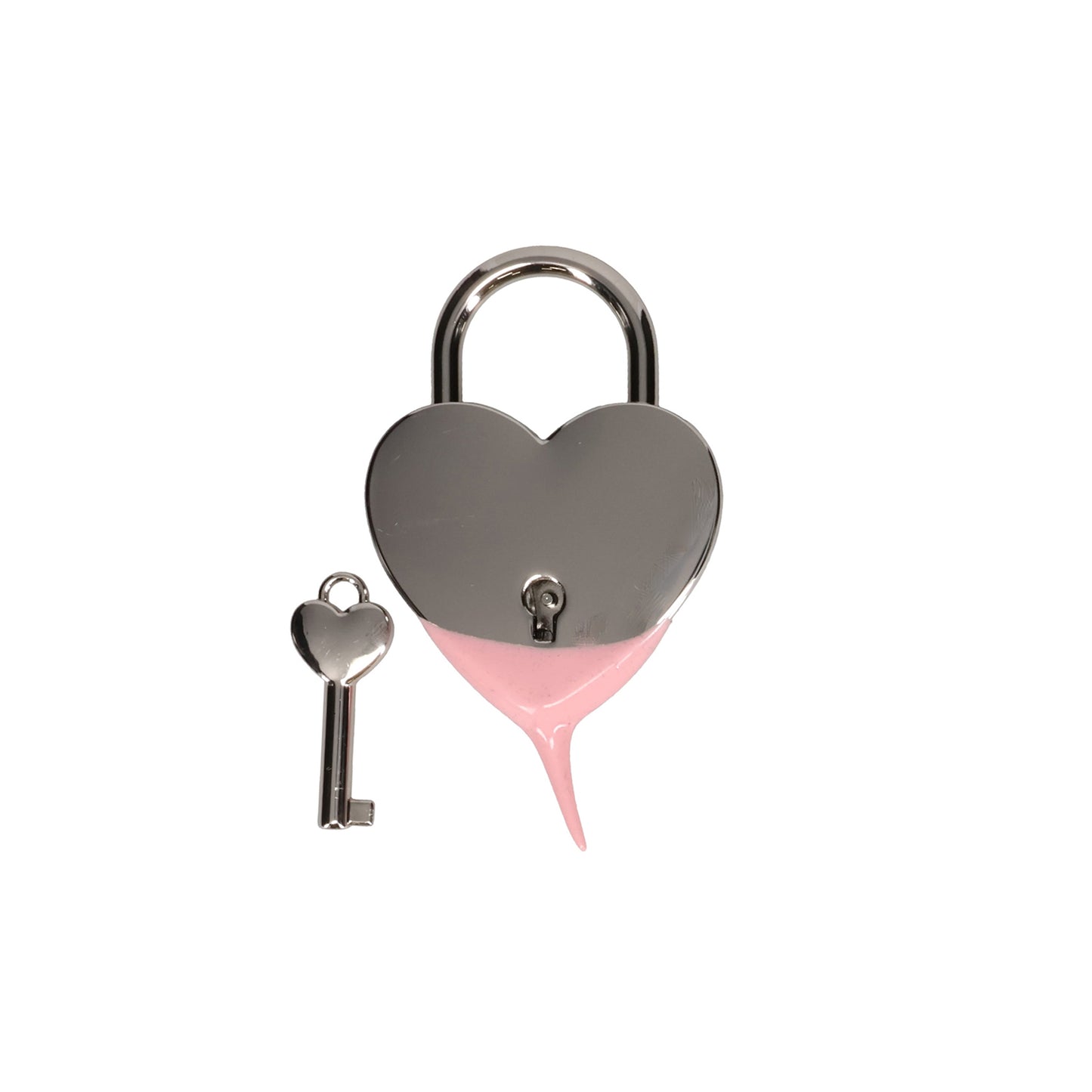 OTTO HEART LOCK KEYCHAIN / SILVER-PINK