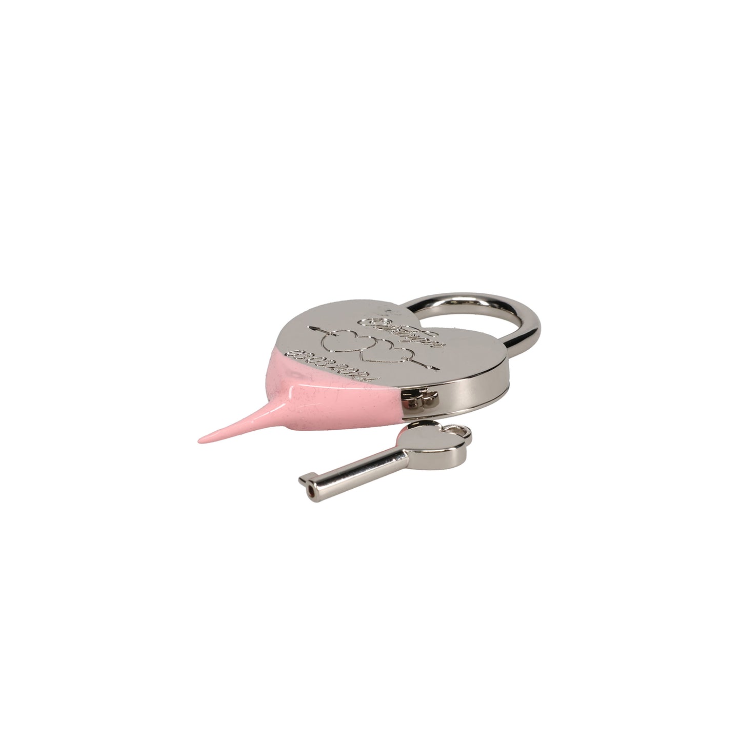 OTTO HEART LOCK KEYCHAIN / SILVER-PINK