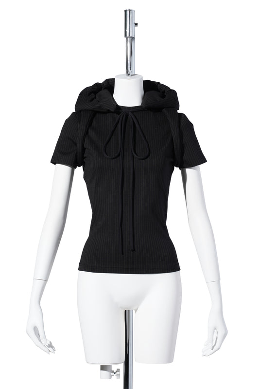 PADDED HOOD T-SHIRT / BLACK