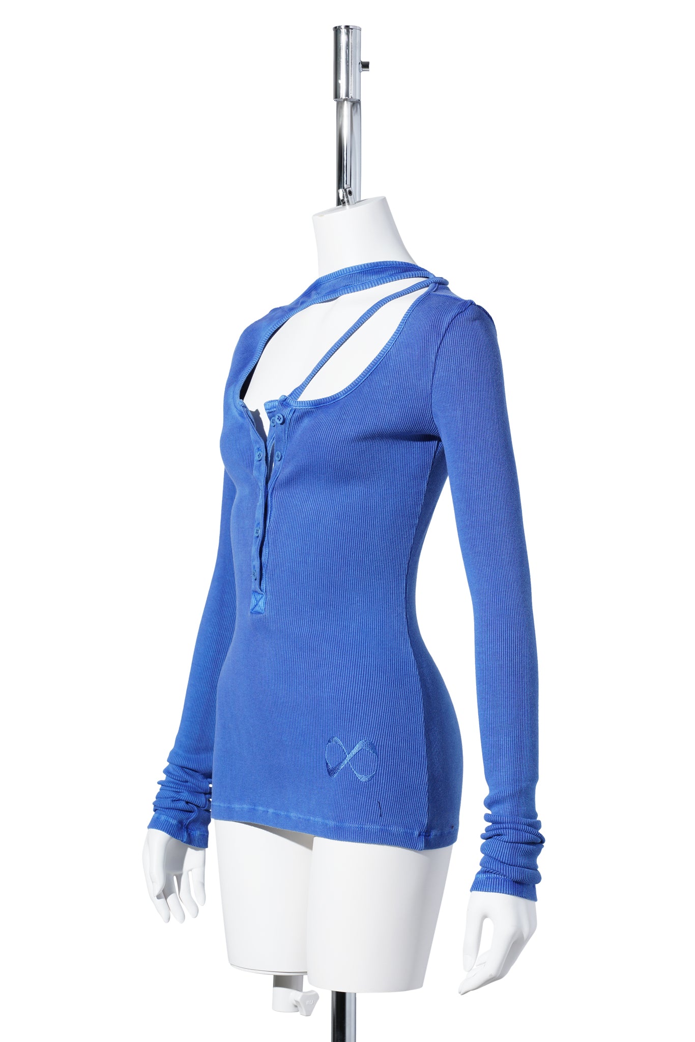 DOUBLE CLOSURE RIB LONGSLEEVE / BLUE