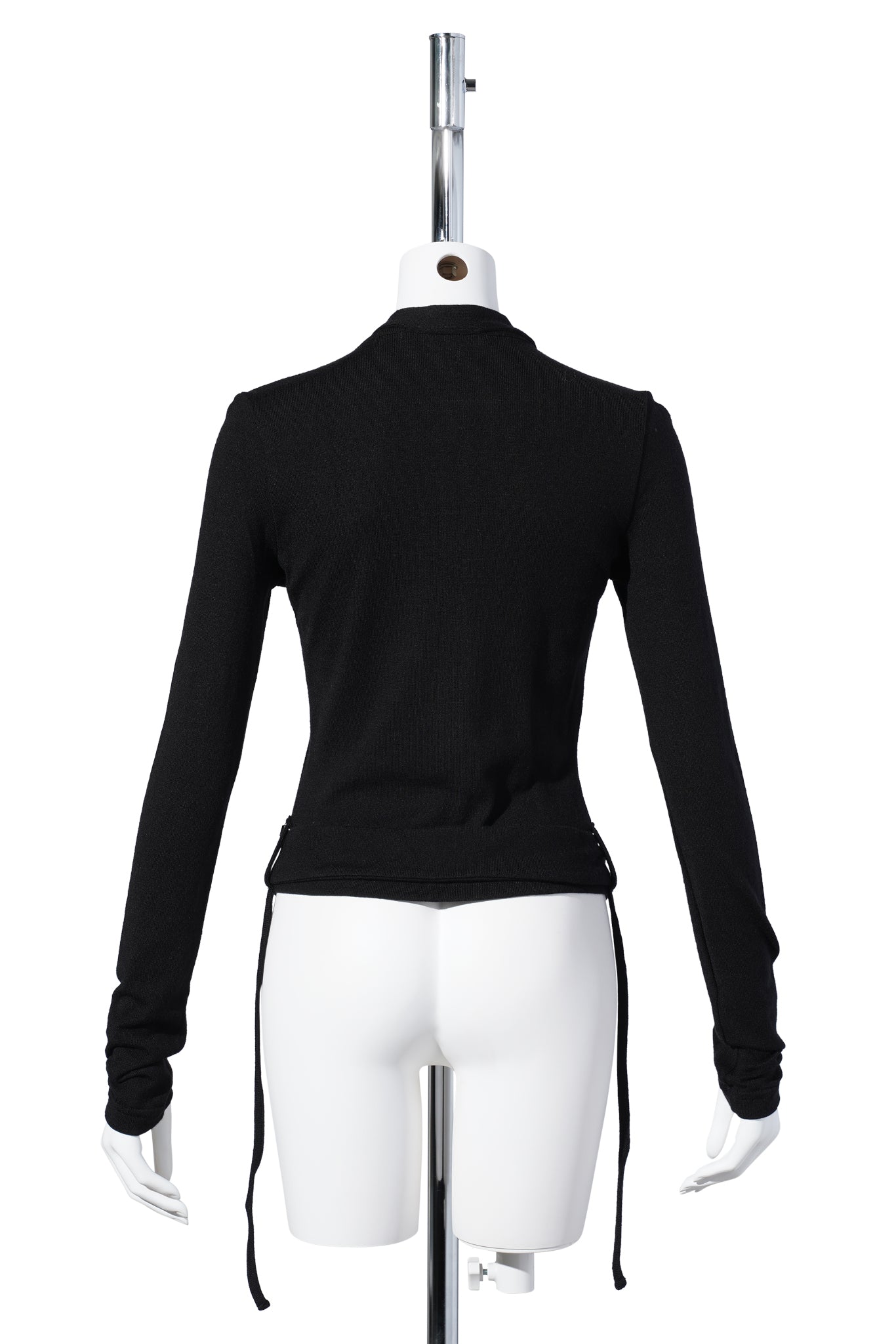 DOUBLE CLOSURE KNIT CARDIGAN / BLACK