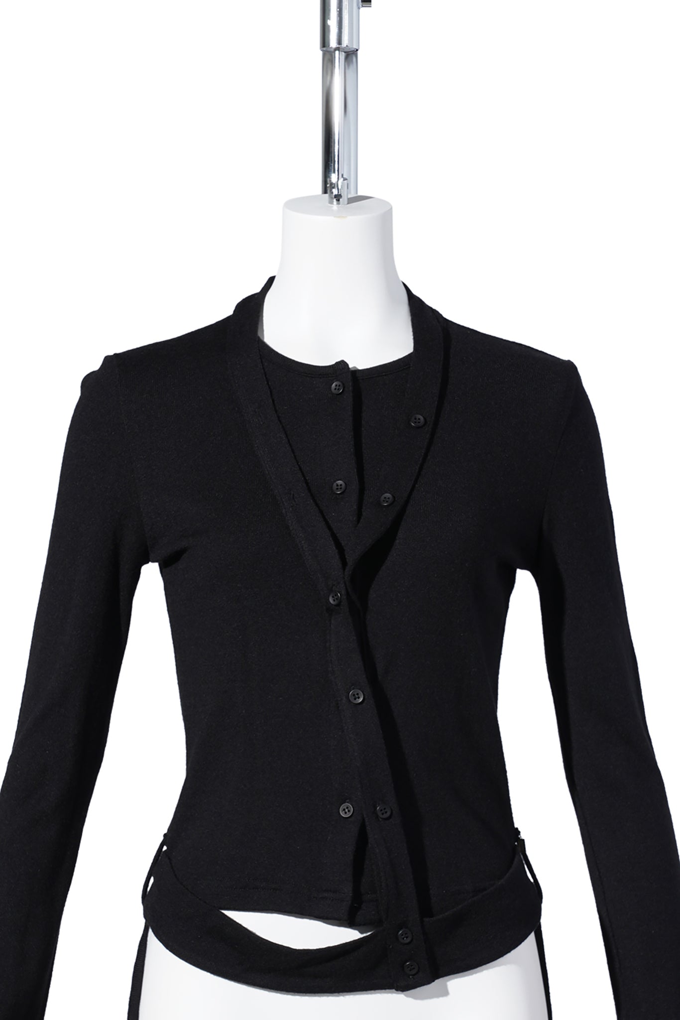 DOUBLE CLOSURE KNIT CARDIGAN / BLACK